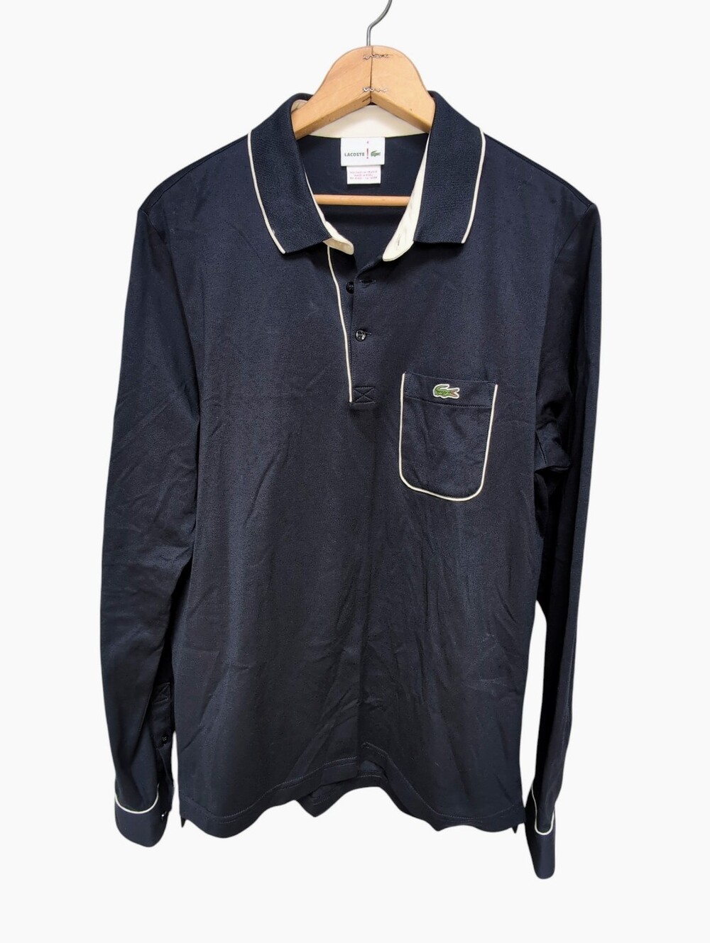 Lacoste Heritage Polo Contrast Trim 6191L Long Sleeve Navy Blue Men's 4 MEDIUM